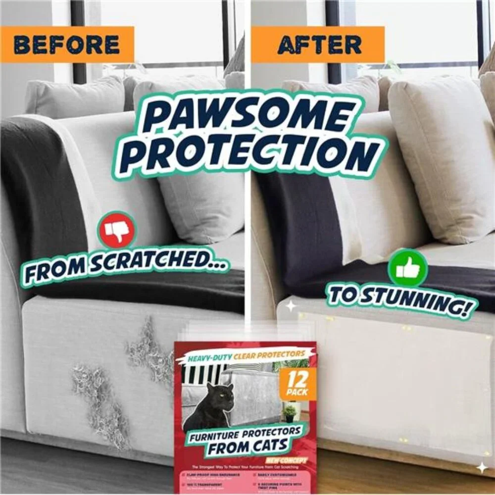 12-Pack Furniture Protectors from Cats Scratch - Anti Cat Couch Guards
